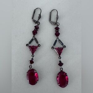 Ruby Red Crystal Drop Earrings | Valentine Statement Earrings